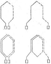 Одно и двухвитковые обмотки якоря электродвигателей постоянного тока: а - петлевой, б - волновой