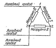 Соединение нагрузок треугольником при трехпроводной системе проводки